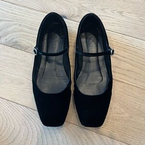 Aeyde Uma Black Velvet Mary Jane Flats